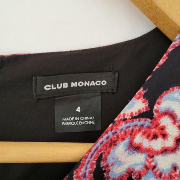 Club Monaco Teodora Cold-Shoulder Floral Print Mini Dress Size 4. - Picture 12 of 12